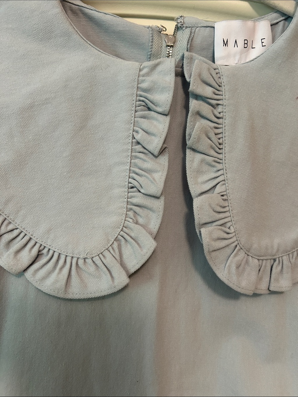 Wanderling Light Blue Mini Dress with Ruffled Peter Pan Collar - Picture 6 of 10